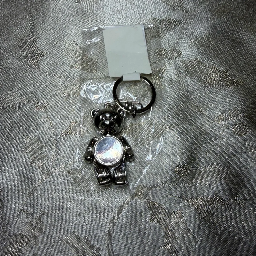 Dangling Silver Bear Keychain w Mirror belly + movable arms & legs New - Picture 4 of 5